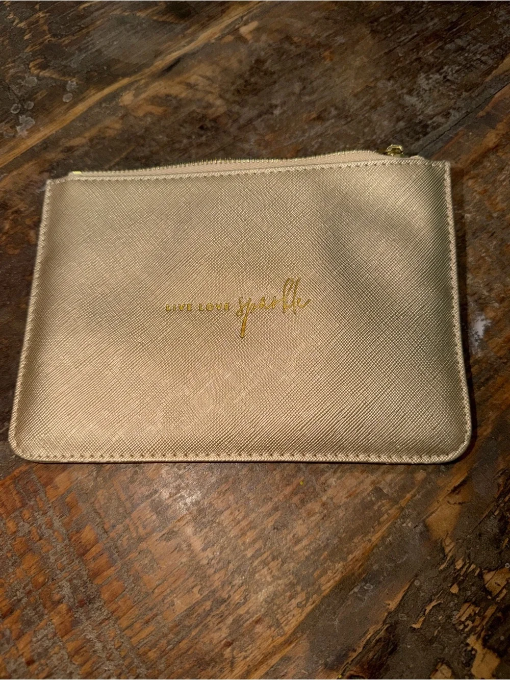 Gold Metallic Zip Pouch - Live Love Sparkle